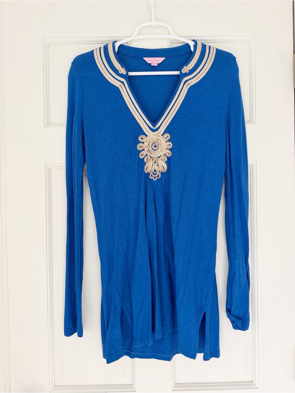 LILLY PULITZER Emerson cotton tunic size S blue gold